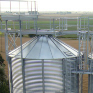 E8/8/HR45BOL bulk out-loading silos for fast efficient loading of trucks, installed at grain cooperative in Cambridgeshire, UK